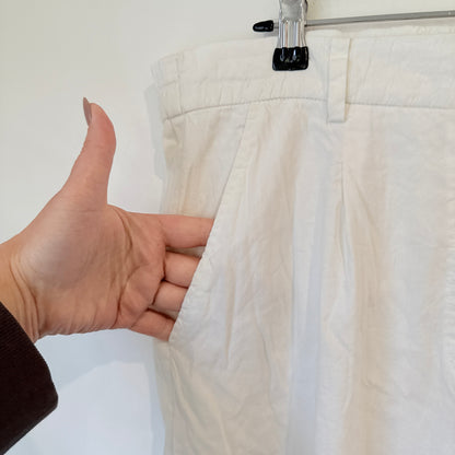 Sills White Linen Blend Tapered Trousers Size 14