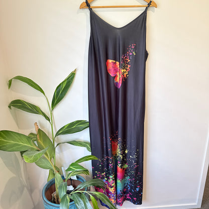 Shein Curve Grey Paint Splash Print Maxi Dress Size 4XL