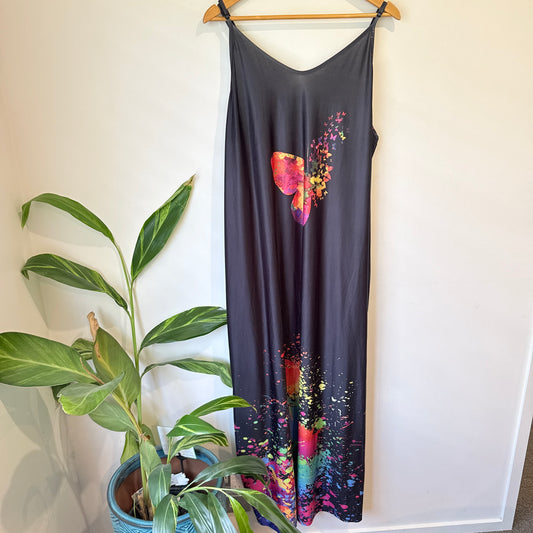 Shein Curve Grey Paint Splash Print Maxi Dress Size 4XL