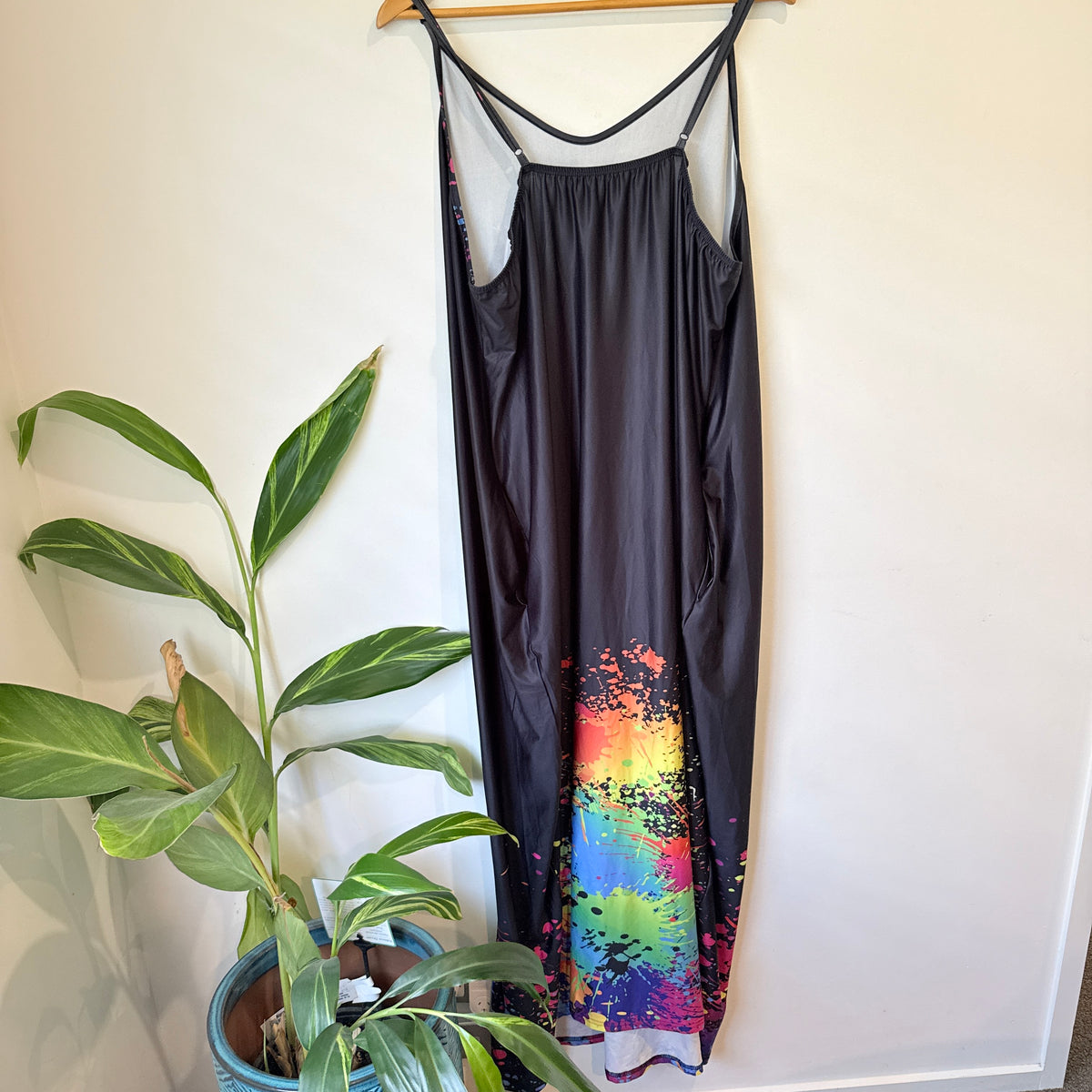 Shein Curve Grey Paint Splash Print Maxi Dress Size 4XL