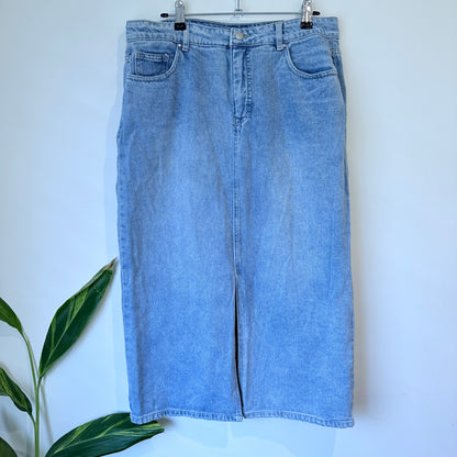 Light Blue Denim Skirt with Front Split - 87cm waist