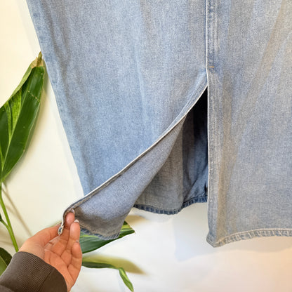 Light Blue Denim Skirt with Front Split - 87cm waist