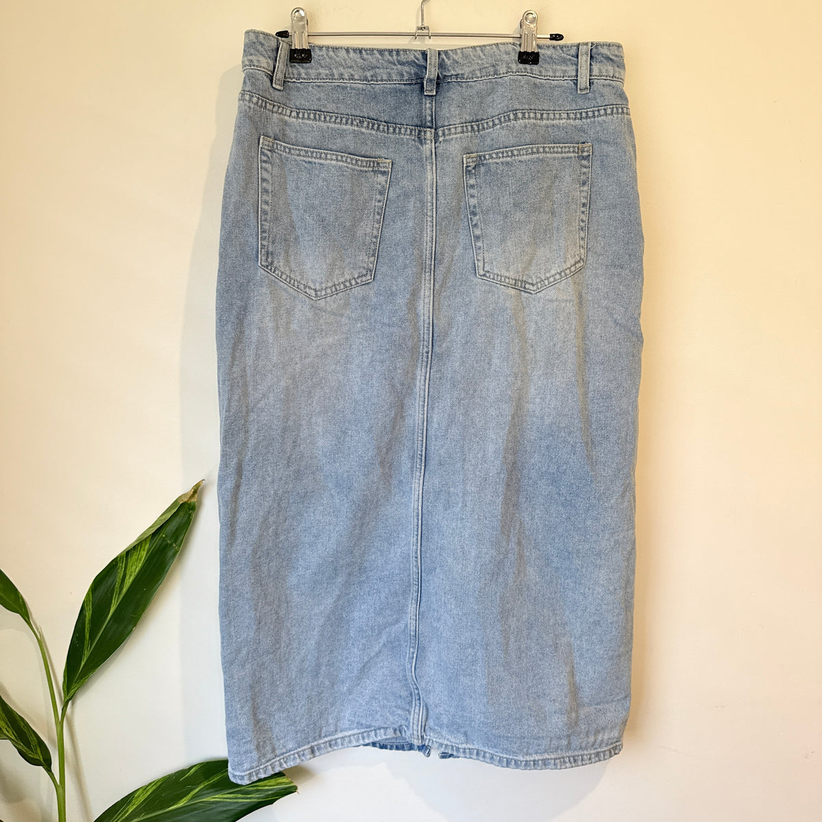 Light Blue Denim Skirt with Front Split - 87cm waist