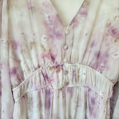Mirrou Lilac Floral Tiered Midi Dress Size 12