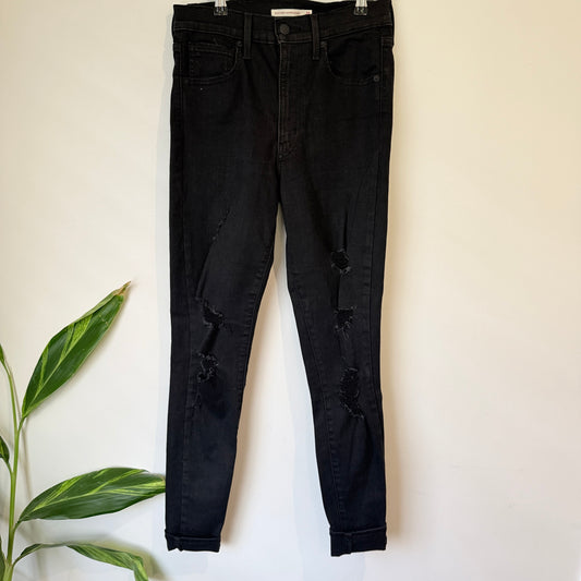 Levi's Mile High Super Skinny Black Distressed Jeans Size 28