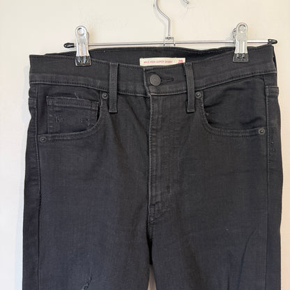 Levi's Mile High Super Skinny Black Distressed Jeans Size 28