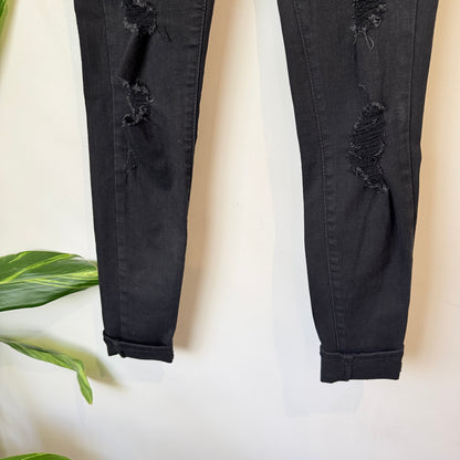 Levi's Mile High Super Skinny Black Distressed Jeans Size 28