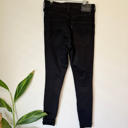 Levi's Mile High Super Skinny Black Distressed Jeans Size 28
