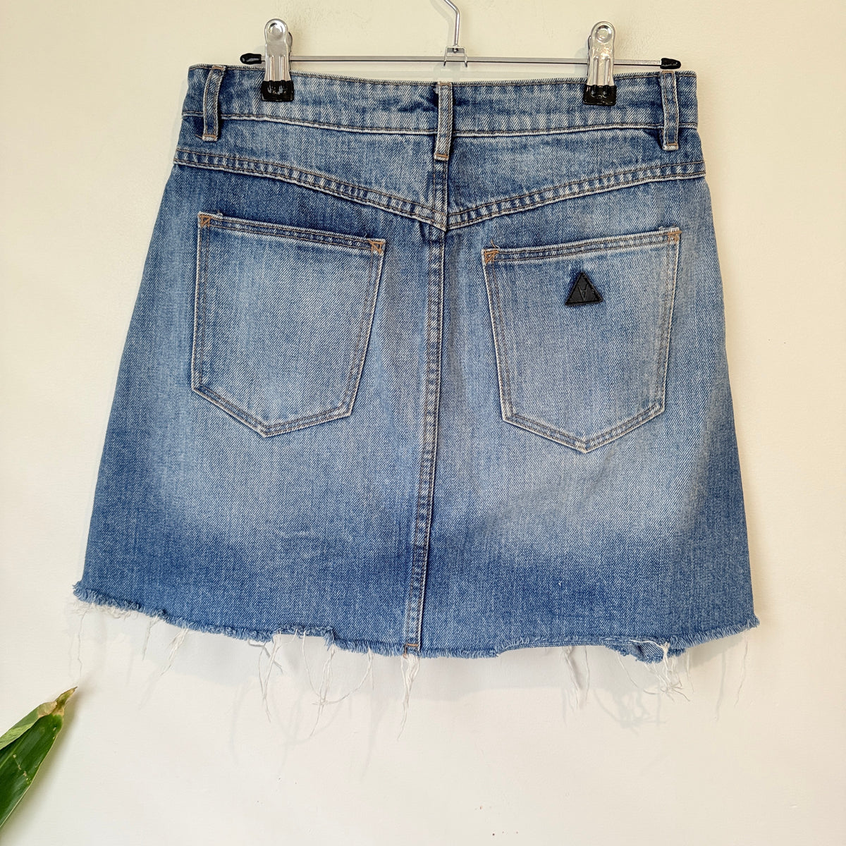 Abrand Jeans Blue Denim Distressed A-Line Skirt Size 10