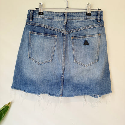 Abrand Jeans Blue Denim Distressed A-Line Skirt Size 10