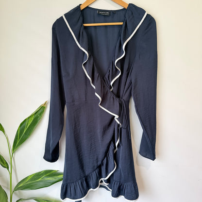 The Fifth Label Navy Ruffle Wrap Dress Size L