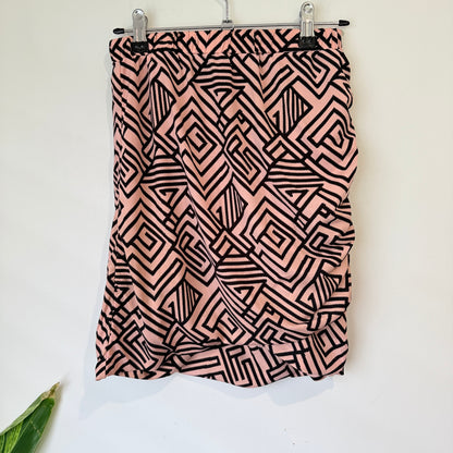 Charlo Pink and Black Geometric Print Skirt Size 8