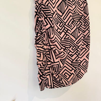 Charlo Pink and Black Geometric Print Skirt Size 8