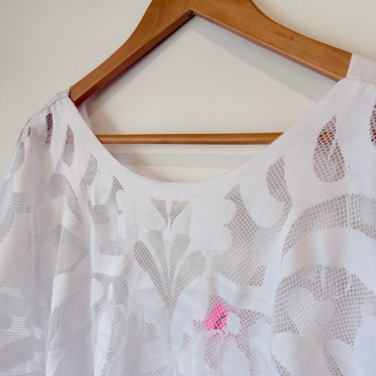 River Island White Burnout Lace Top Size S
