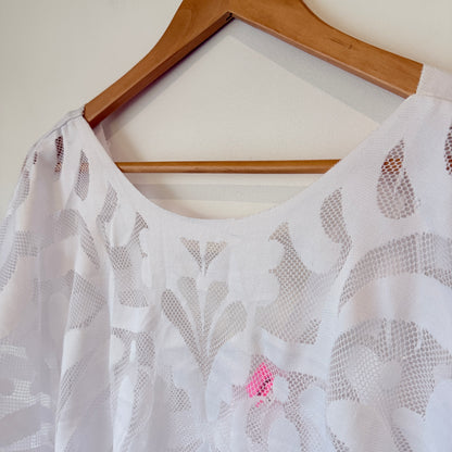 River Island White Burnout Lace Top Size S