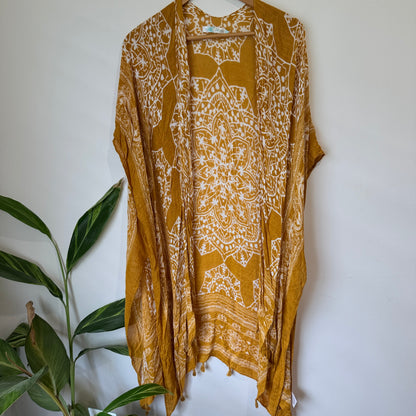 Sirene Mustard Batik Print Kimono Cover Up