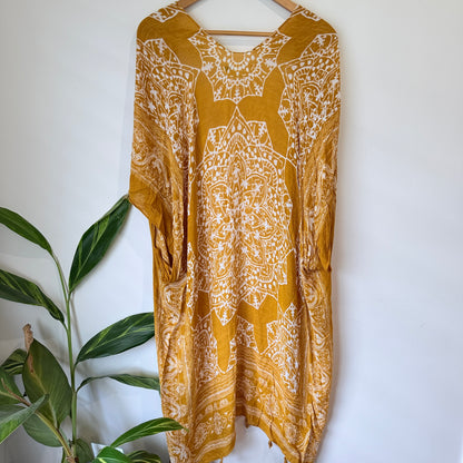 Sirene Mustard Batik Print Kimono Cover Up