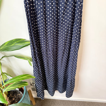 Shein Navy Spot Print Off Shoulder Maxi Dress Size L