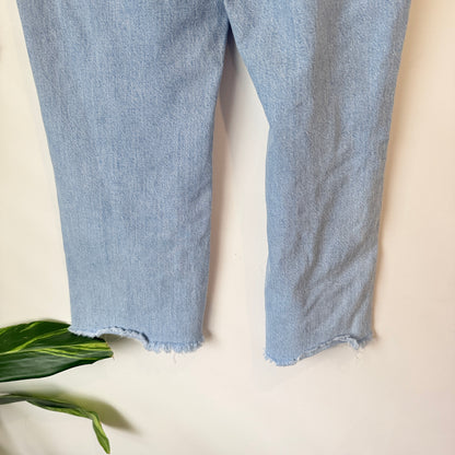 ASOS Design Petite Light Blue Wide Leg Raw Hem Jeans Size 30