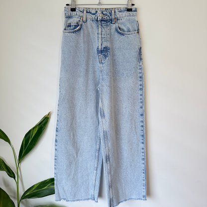 Topshop Light Blue Acid Wash Wide Leg Jeans Size 6