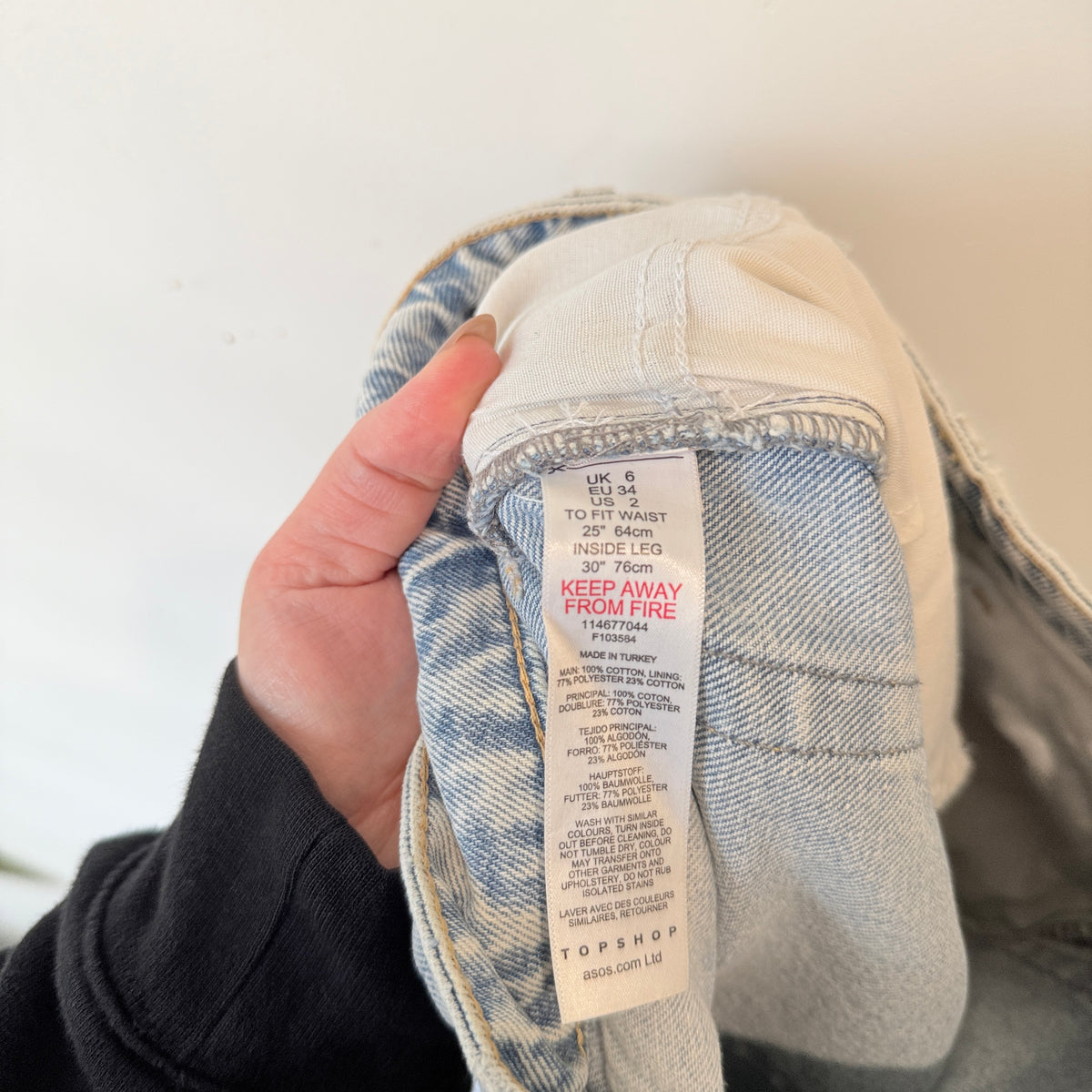 Topshop Light Blue Acid Wash Wide Leg Jeans Size 6
