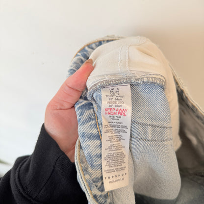 Topshop Light Blue Acid Wash Wide Leg Jeans Size 6
