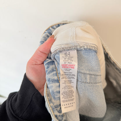 Topshop Light Blue Acid Wash Wide Leg Jeans Size 6