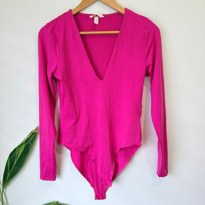 H&M Long Sleeve V Neck Bodysuit Size M