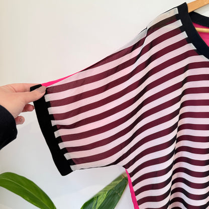 Charlo Pink and Burgundy Stripe Top Size 14