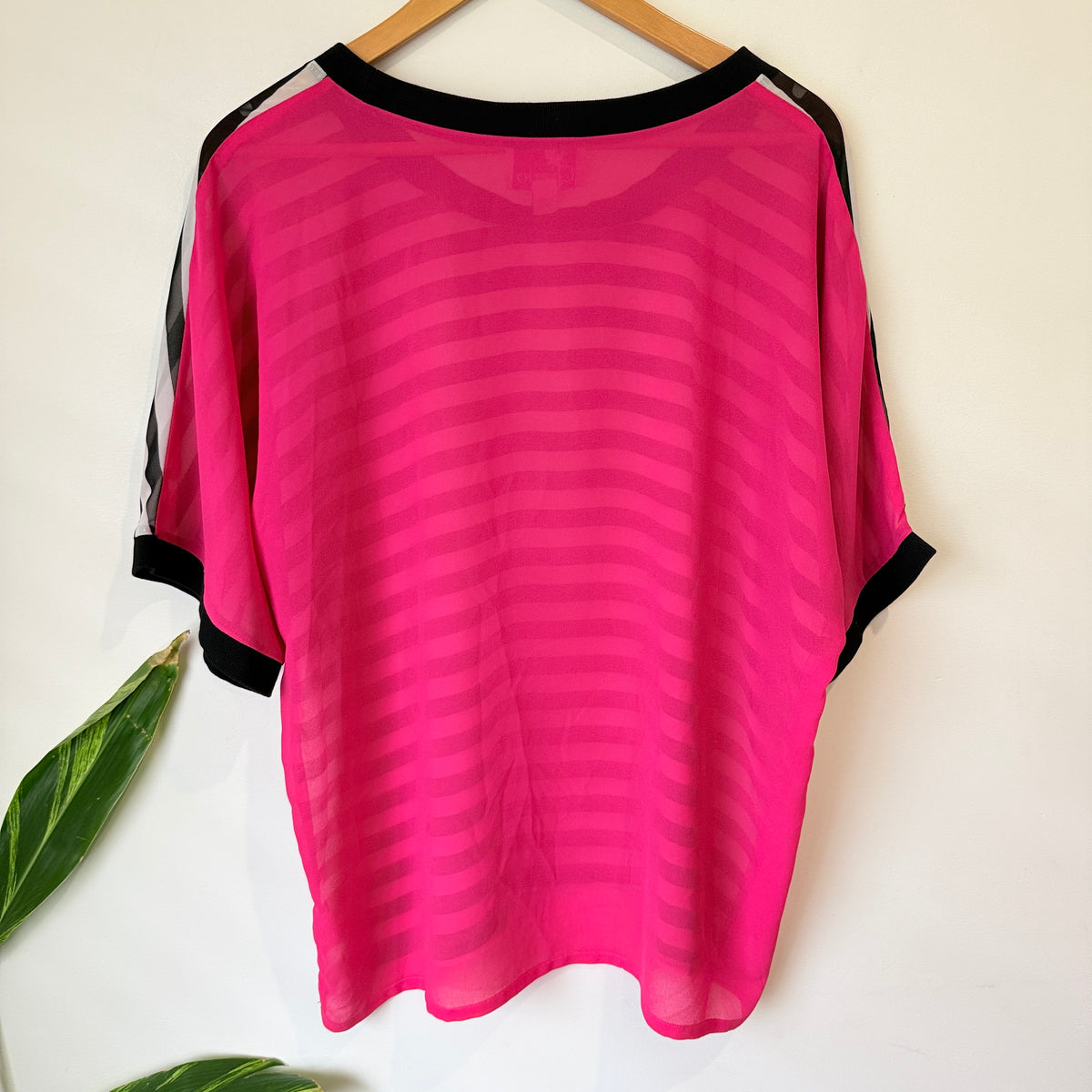 Charlo Pink and Burgundy Stripe Top Size 14