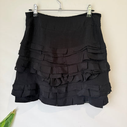 Portmans Black Tiered Ruffle Mini Skirt Size 8