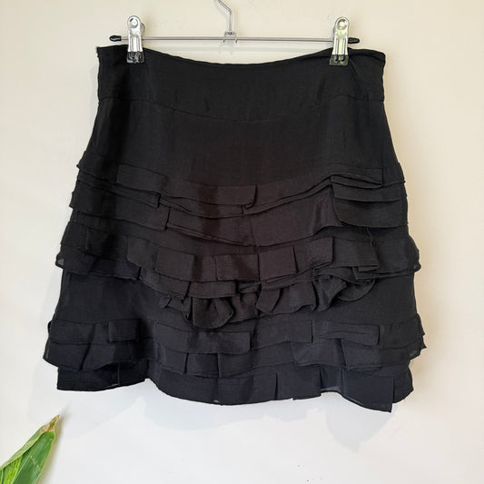 Portmans Black Tiered Ruffle Mini Skirt Size 8