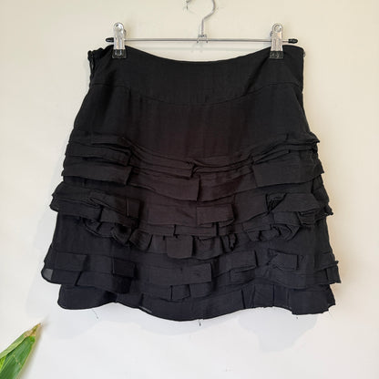 Portmans Black Tiered Ruffle Mini Skirt Size 8