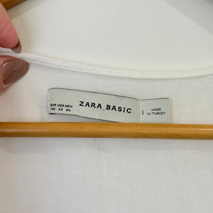 Zara Basic White Cotton Pintuck Tunic Dress Size XS