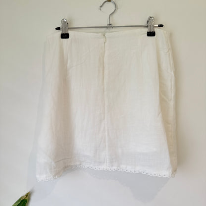 Kookai White Broderie Trim Mini Skirt Size 10