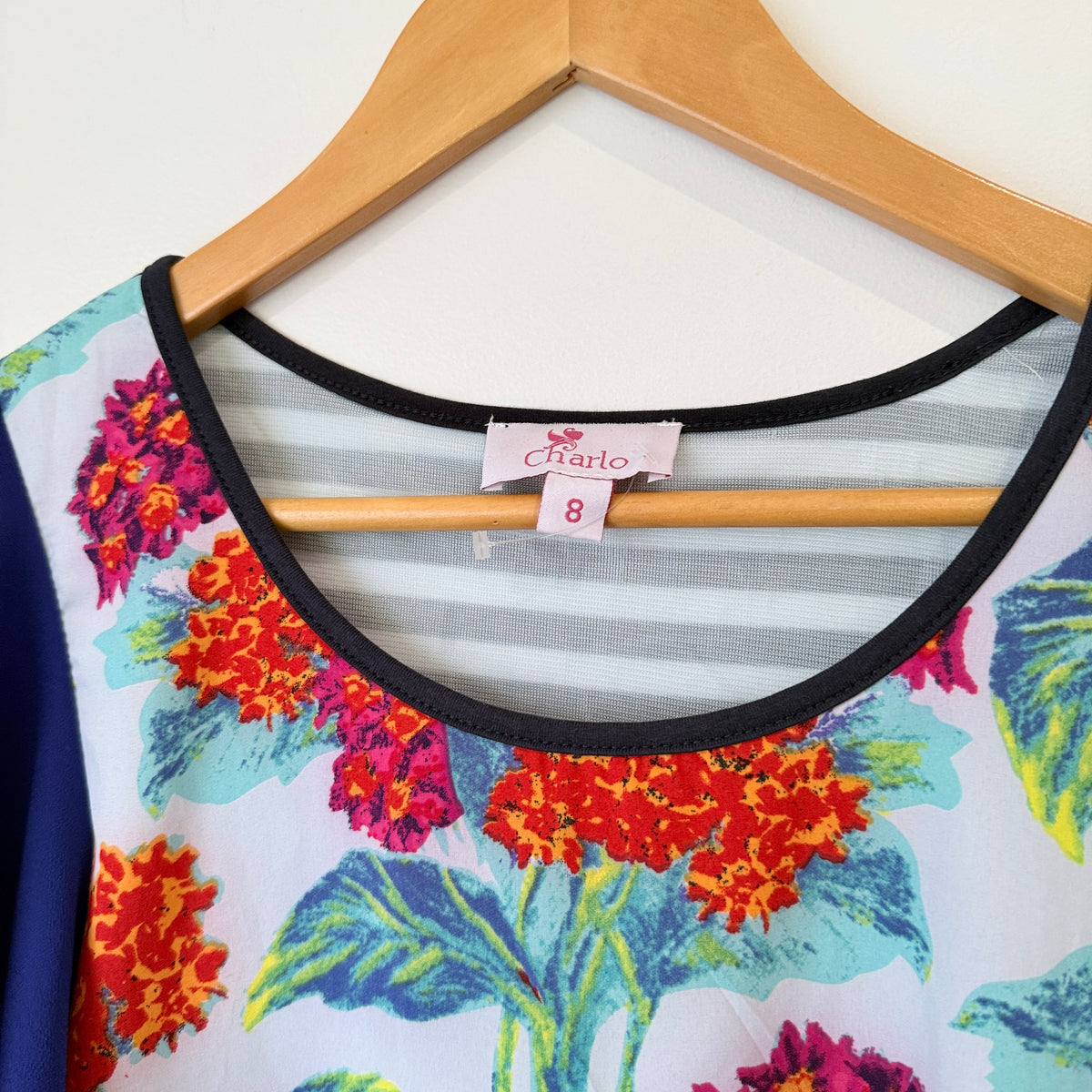 Charlo Multicolour Floral Print Flutter Sleeve Dress Size 8