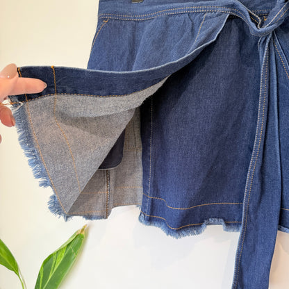 Karen Walker Indigo Denim Wrap Skirt Size 10