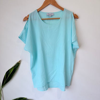 Pretty Basic by Augustine Aqua Cold Shoulder Top Size XS