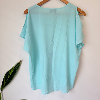 Pretty Basic by Augustine Aqua Cold Shoulder Top Size XS