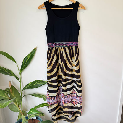 Augustine Black and Gold Tiger Print Maxi Dress Size S