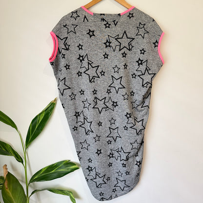 Charlo Grey Star Print Dress with Pink Trim Size 6