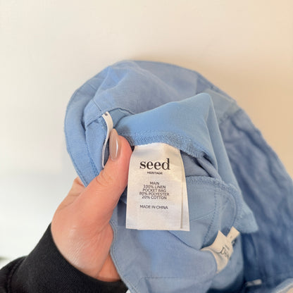 Seed Heritage Blue Linen Wide Leg Trousers Size 8