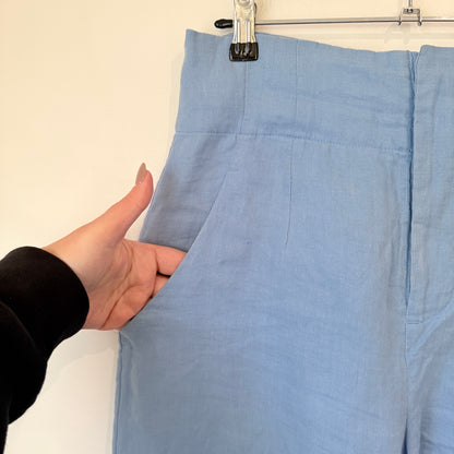 Seed Heritage Blue Linen Wide Leg Trousers Size 8
