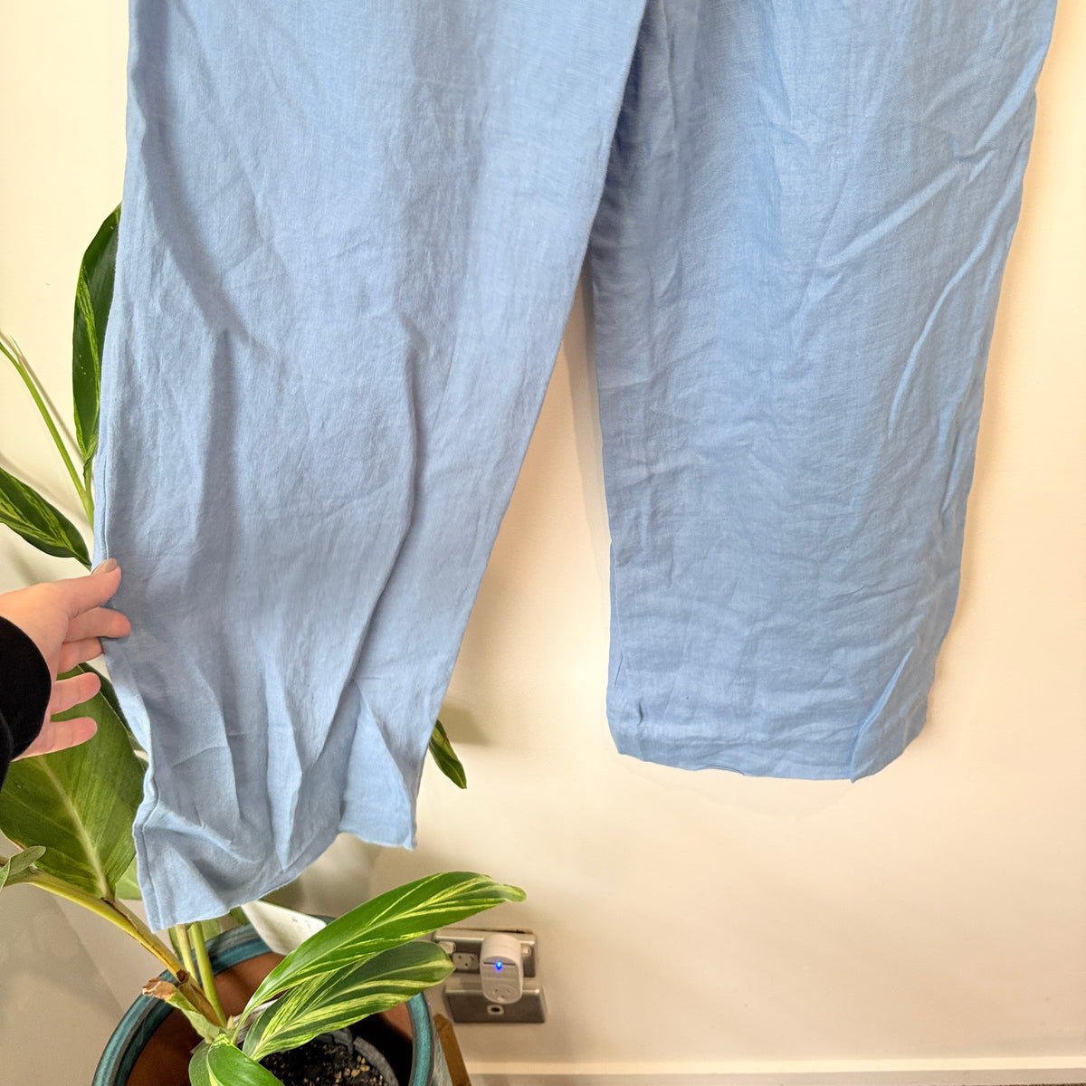 Seed Heritage Blue Linen Wide Leg Trousers Size 8