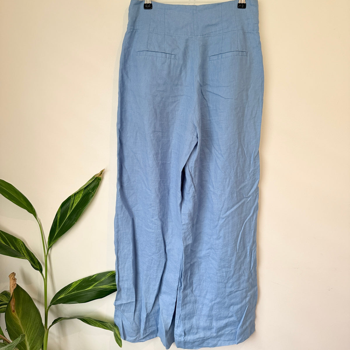 Seed Heritage Blue Linen Wide Leg Trousers Size 8