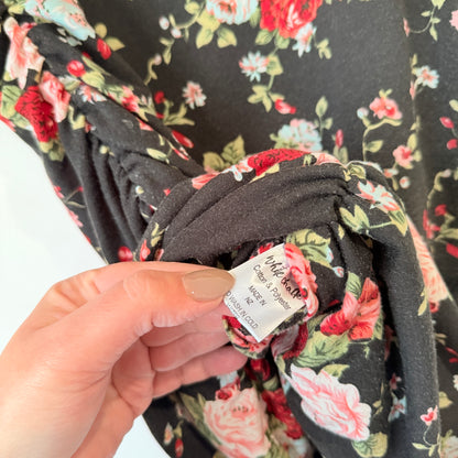 White Chalk Black Floral Print Ruched Skirt Size 12