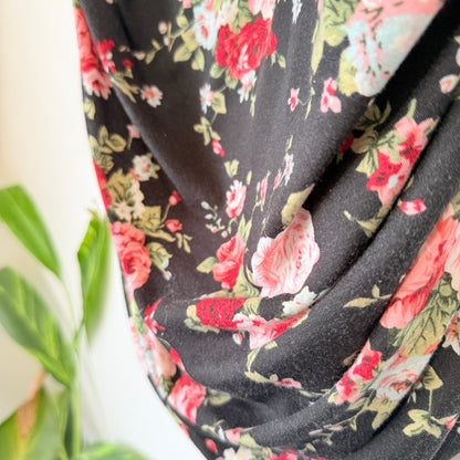 White Chalk Black Floral Print Ruched Skirt Size 12