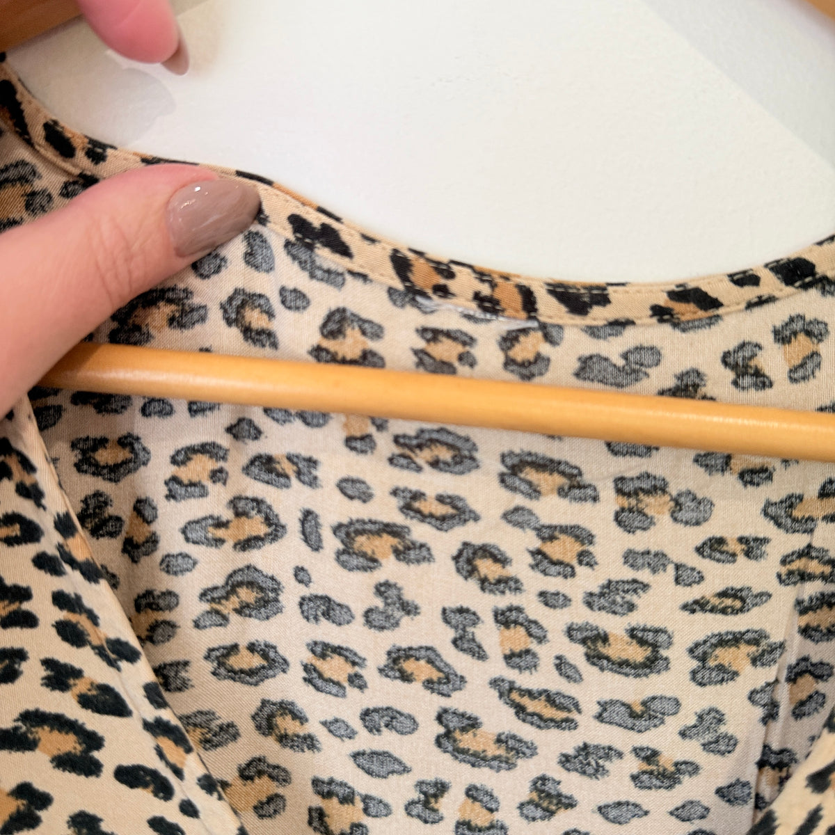 Leopard Print Long Sleeve Midi Dress - 58cm u/arm