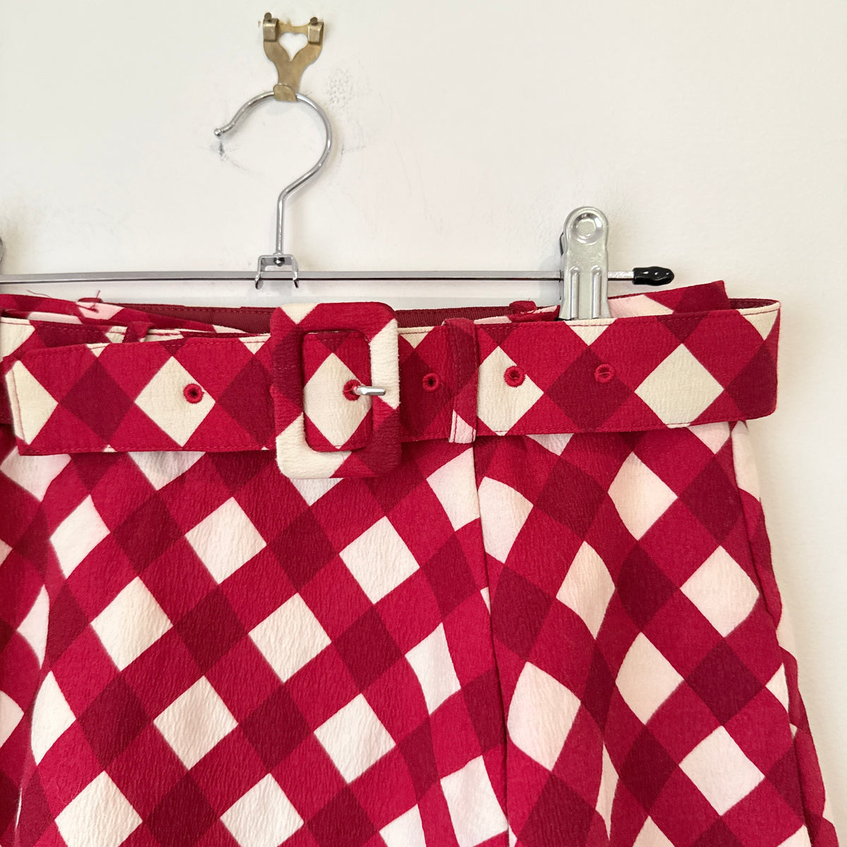 PEONY Plaid Diamond Print Wool Silk Skirt Size 8