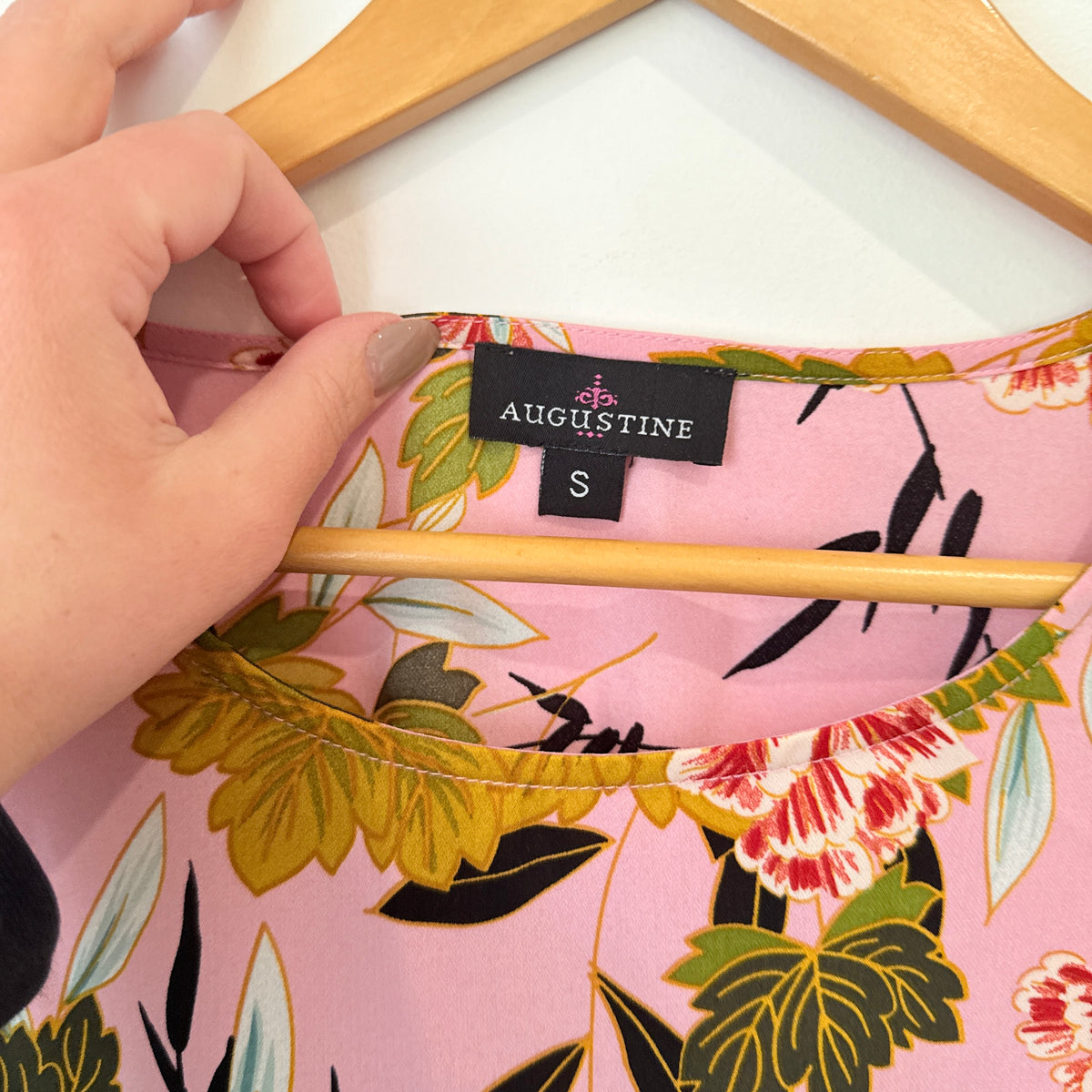 Augustine Pink Floral Print Flutter Sleeve Top Size S